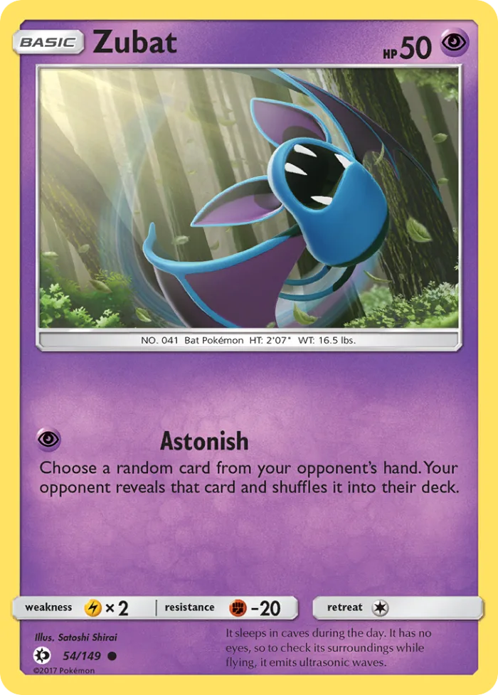 Zubat #54 Sun & Moon Pokemon card