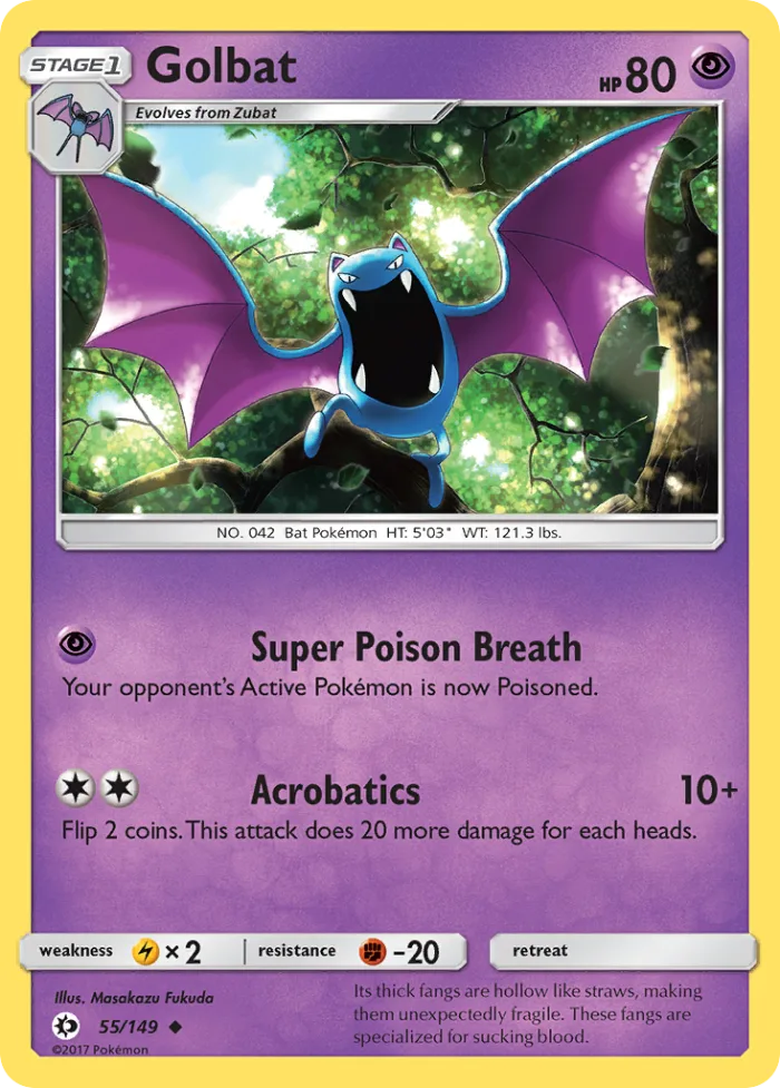 Golbat #55 Sun & Moon Pokemon card