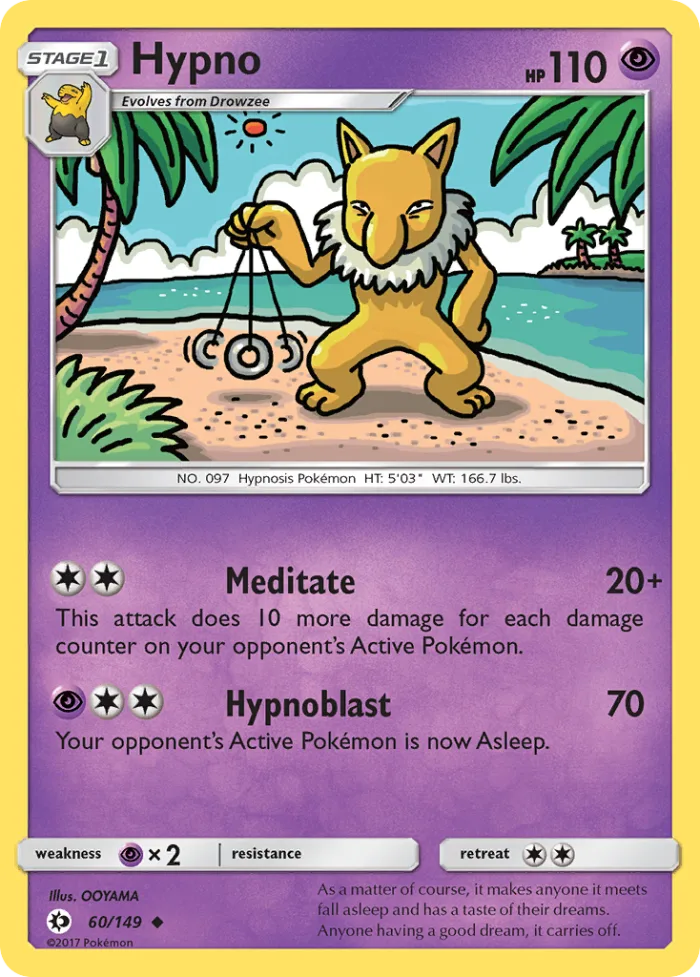 Hypno #60 Sun & Moon Pokemon card