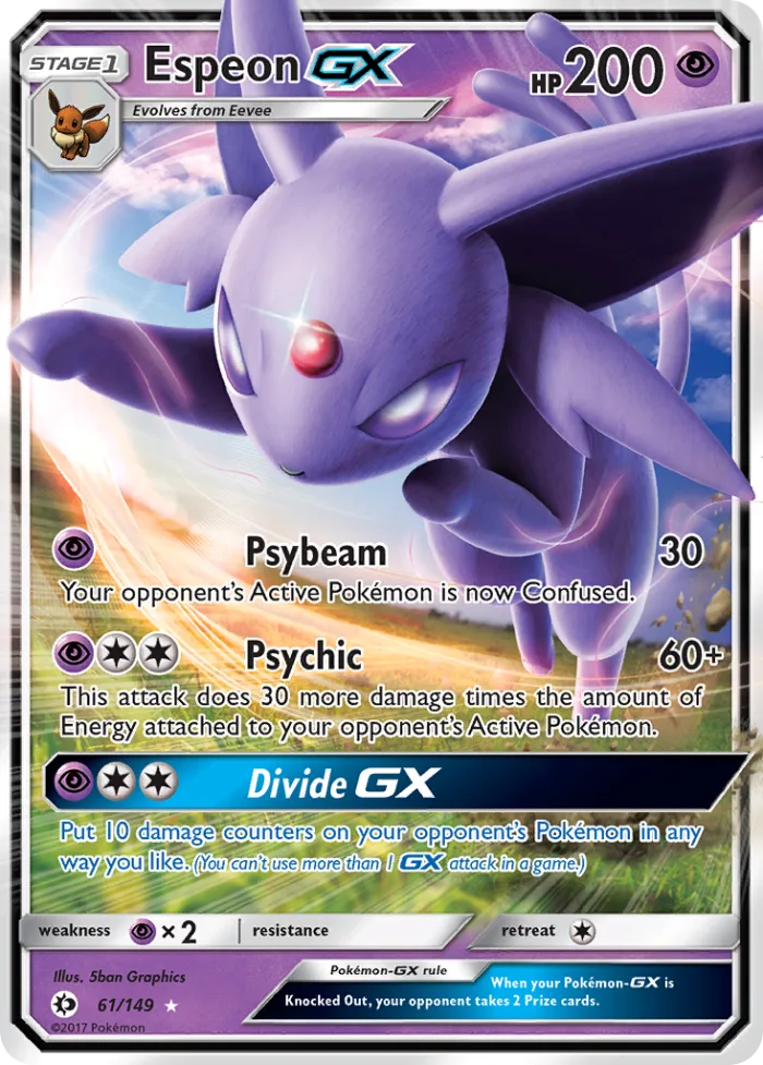 Espeon-GX #61 Sun & Moon Pokemon card