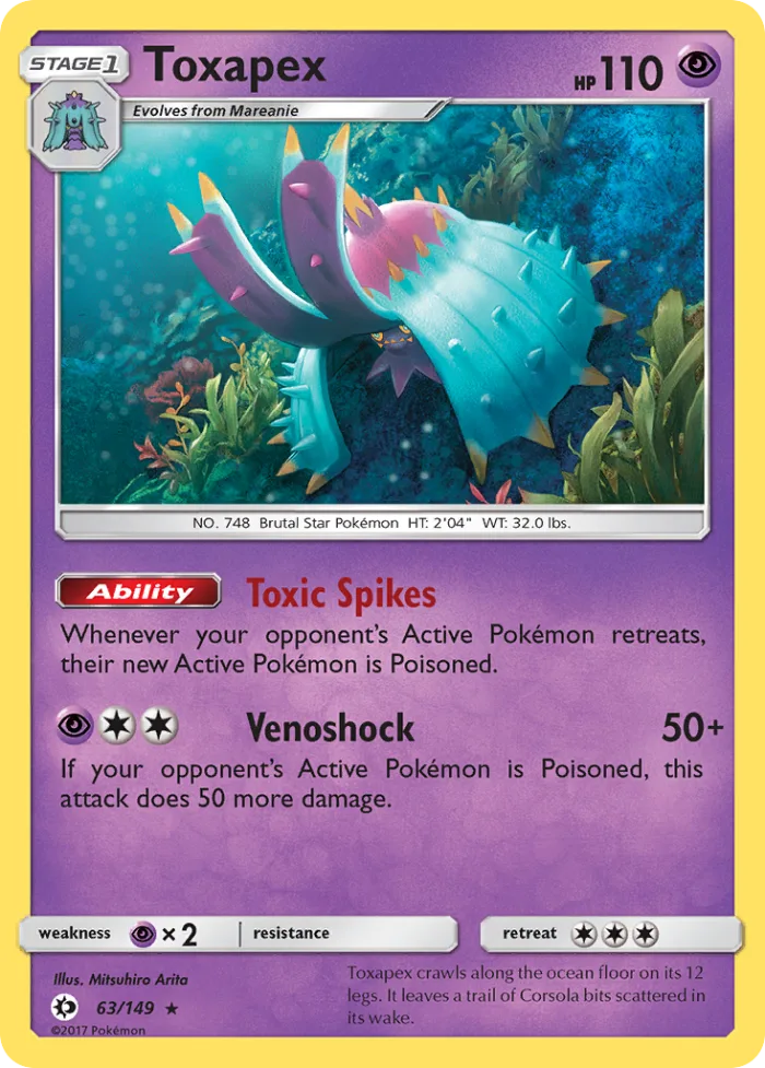 Toxapex #63 Sun & Moon Pokemon card
