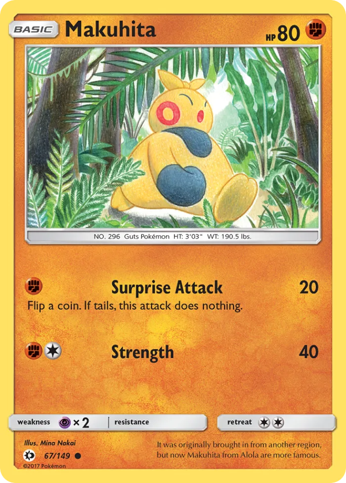 Makuhita #67 Sun & Moon Pokemon card