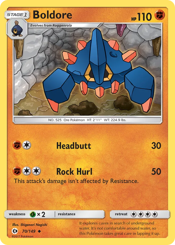 Boldore #70 Sun & Moon Pokemon card