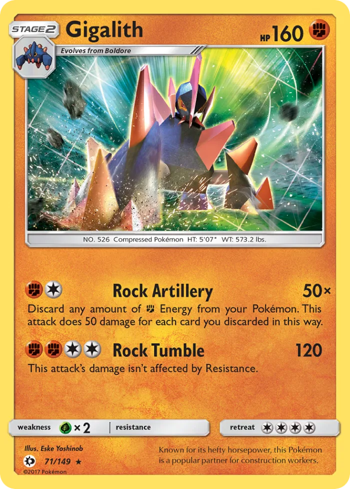 Gigalith #71 Sun & Moon Pokemon card