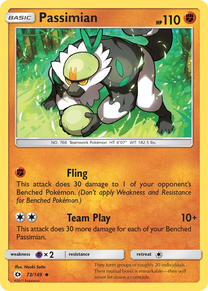 Passimian #73 Sun & Moon Pokemon card