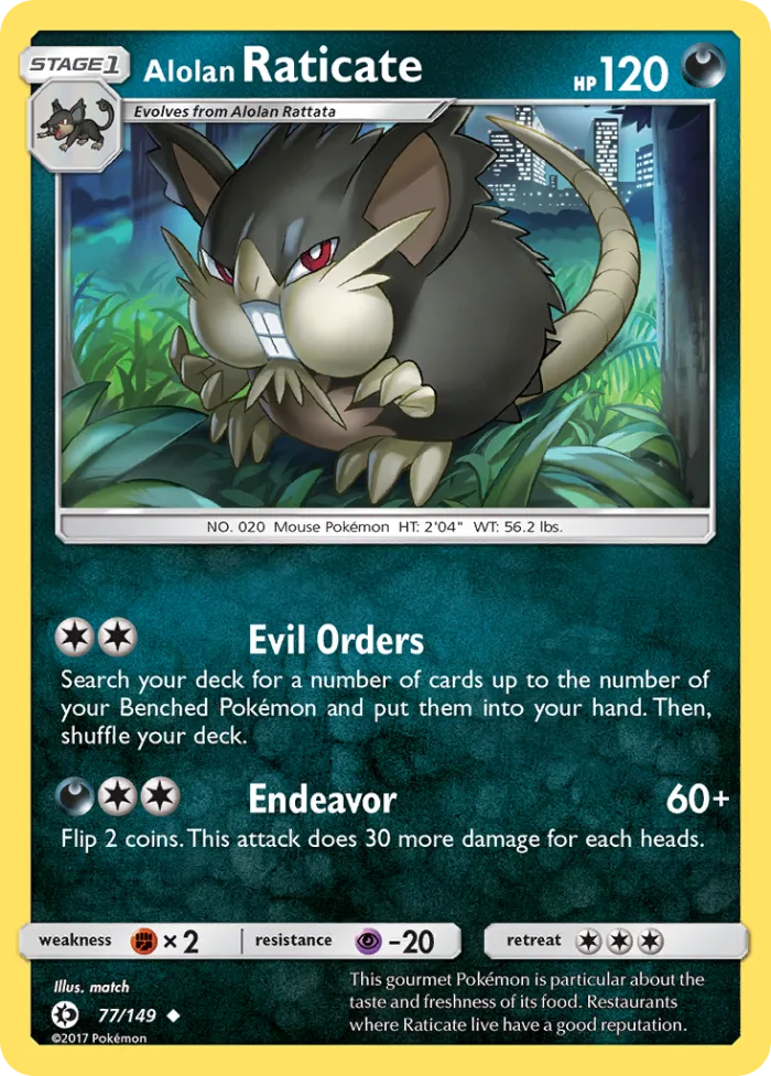 Alolan Raticate #77 Sun & Moon Pokemon card