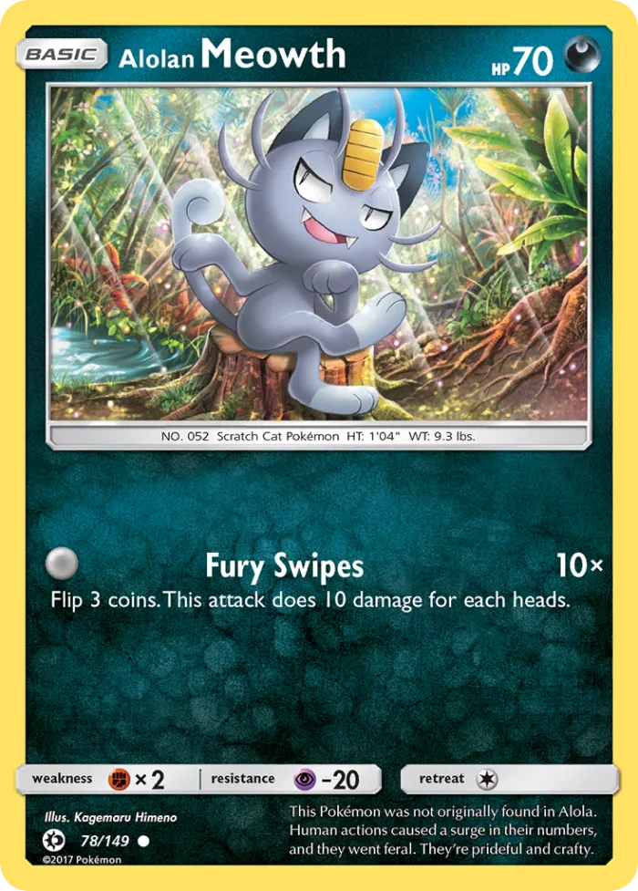 Alolan Meowth #78 Sun & Moon Pokemon card
