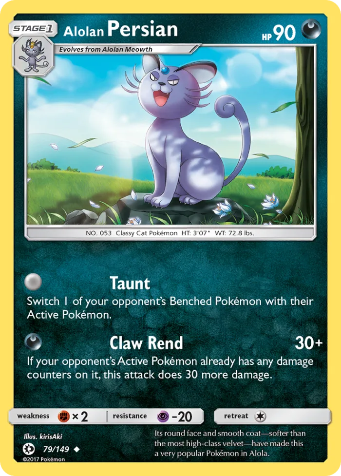 Alolan Persian #79 Sun & Moon Pokemon card