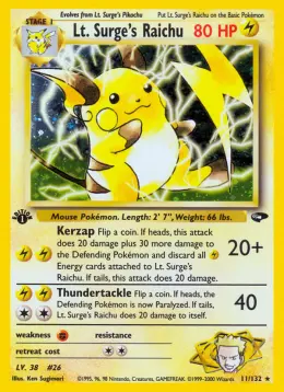 Lt. Surge's Raichu card