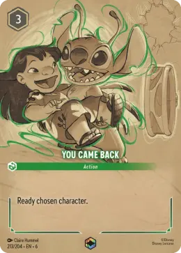 You Came Back card