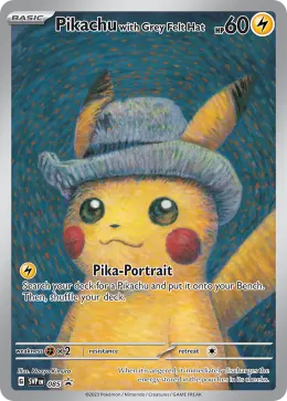 Pikachu with Grey Felt Hat card