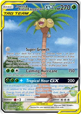 Rowlet & Alolan Exeggutor-GX card