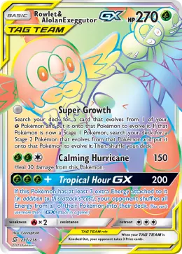 Rowlet & Alolan Exeggutor-GX card