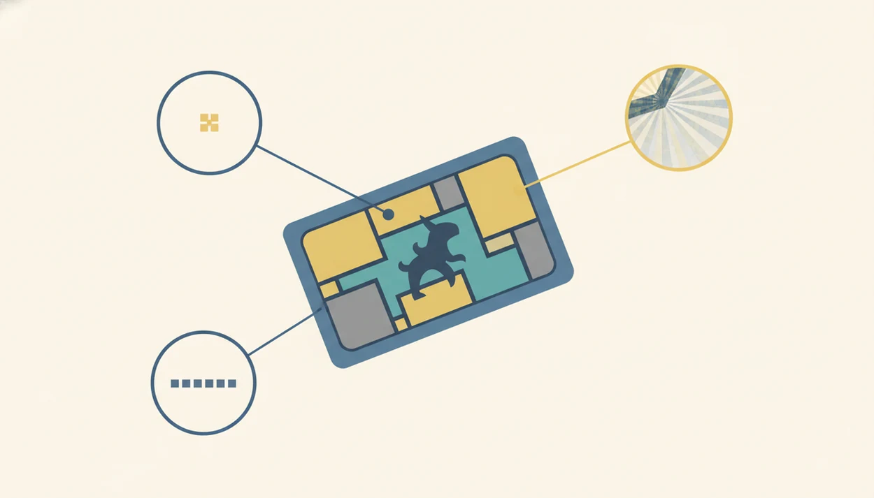 A simple diagram highlights card corners and foil areas that scanners must verify after matching artwork.