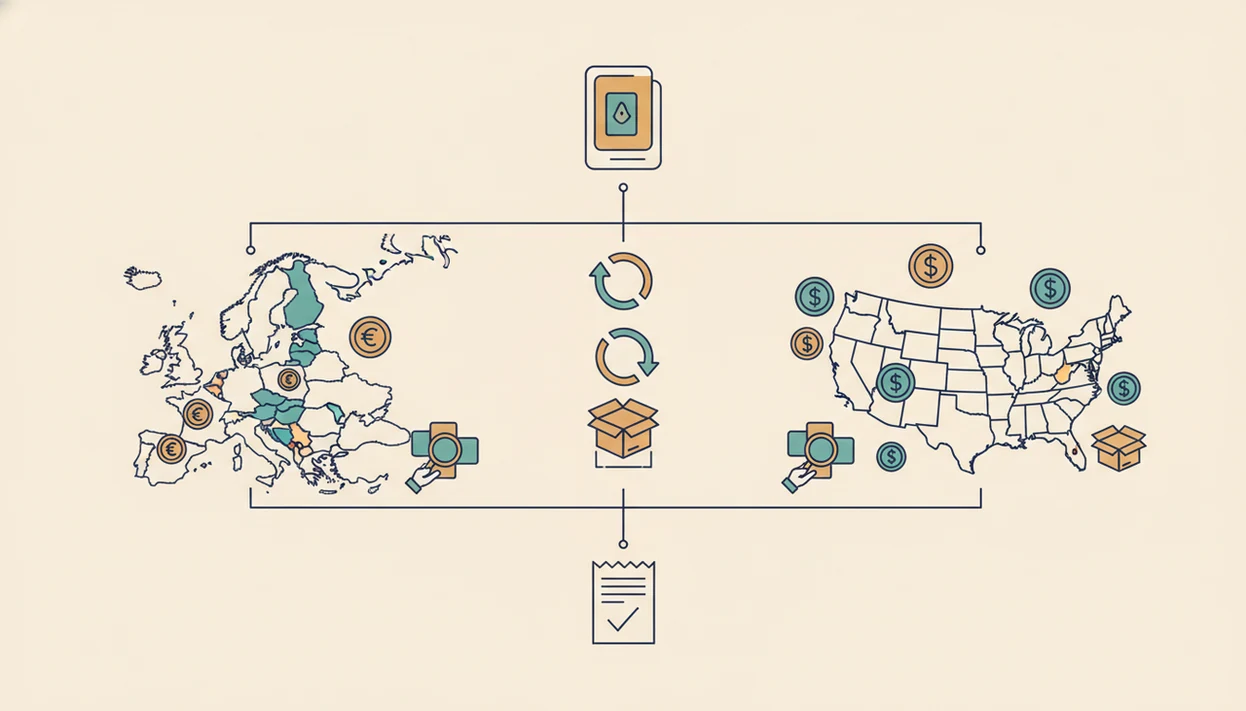 A wordless decision tree shows region, condition, language, shipping, and currency factors for valuation.
