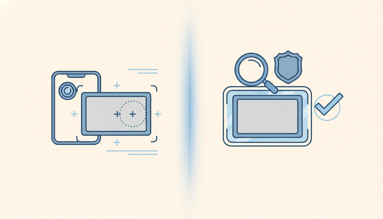 A diagram contrasts phone-based card condition checks with inspection of a sealed graded slab.