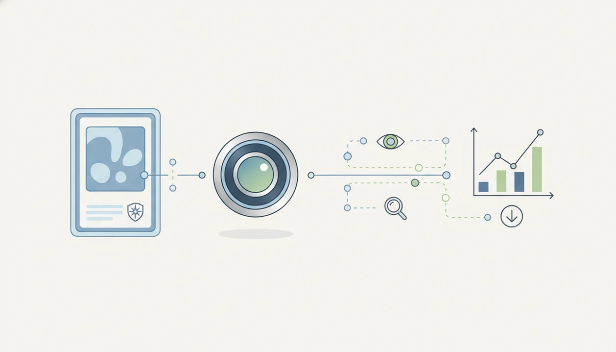 A clean diagram shows card image recognition flowing from a phone camera to market price data.