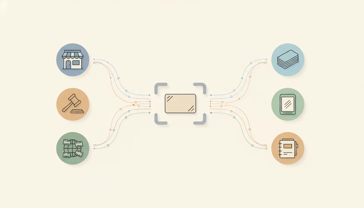 A simple diagram shows marketplace data flowing into a scanner and out to raw, graded, and collection values.