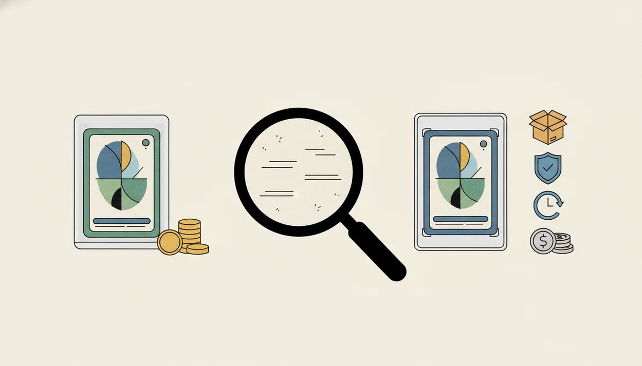 A clean diagram shows raw value, grading costs, and condition flaws weighed before card grading.
