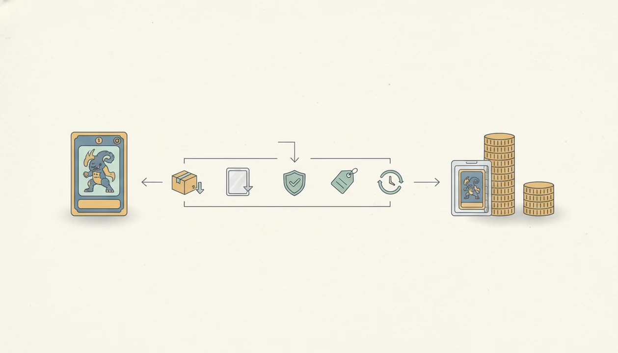 A simple diagram shows grading costs reducing the difference between raw and graded card value.